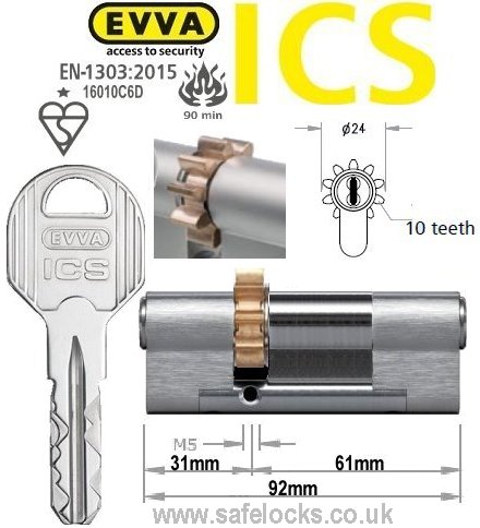 Evva ICS 31/61 10 tooth cog wheel Euro cylinder lock