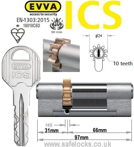 Evva ICS 31/66 10 tooth cog wheel Euro cylinder lock
