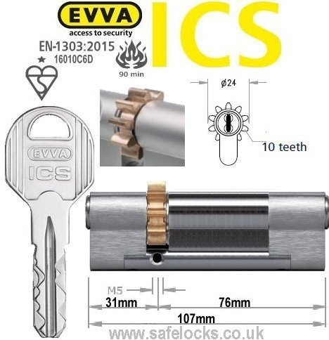Evva ICS 31/76 10 tooth cog wheel Euro cylinder lock