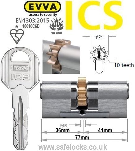 Evva ICS 36/41 10 tooth cog wheel Euro cylinder lock