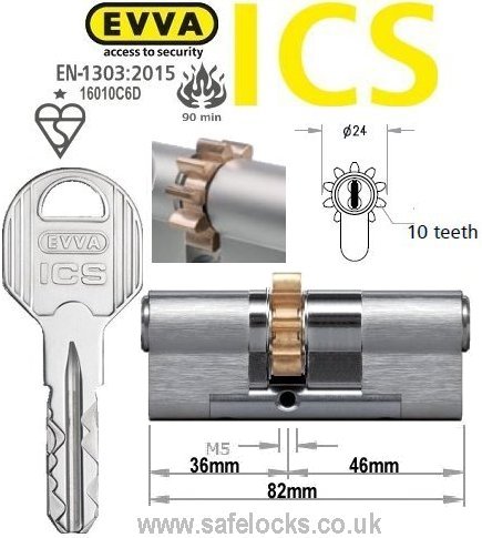Evva ICS 36/46 10 tooth cog wheel Euro cylinder lock
