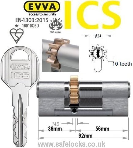 Evva ICS 36/56 10 tooth cog wheel Euro cylinder lock