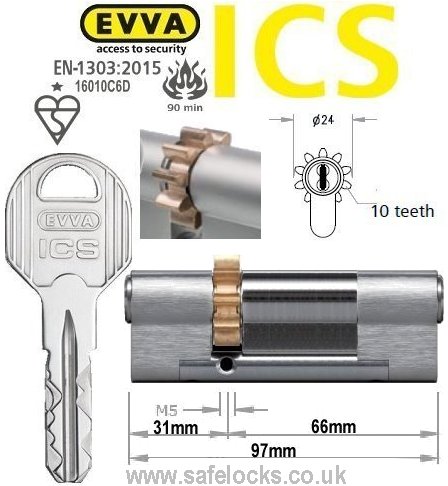 Evva ICS 36/66 10 tooth cog wheel Euro cylinder lock