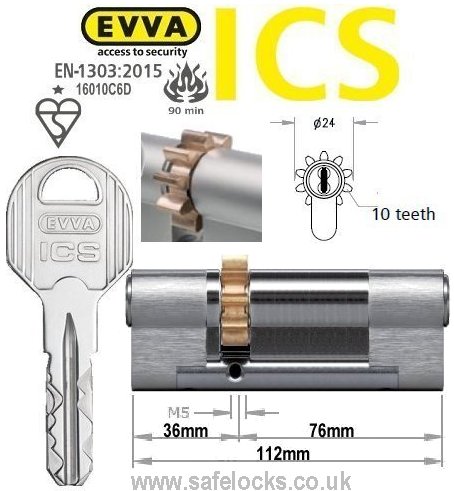 Evva ICS 36/76 10 tooth cog wheel Euro cylinder lock