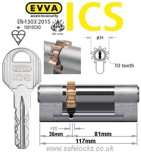 Evva ICS 36/81 10 tooth cog wheel Euro cylinder lock