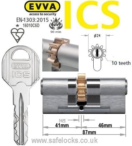Evva ICS 41/46 10 tooth cog wheel Euro cylinder lock