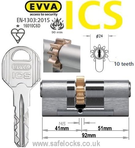 Evva ICS 41/51 10 tooth cog wheel Euro cylinder lock