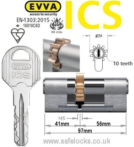 Evva ICS 41/56 10 tooth cog wheel Euro cylinder lock