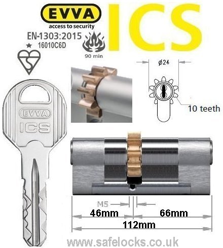 Evva ICS 46/66 10 tooth cog wheel Euro cylinder lock