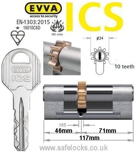 Evva ICS 46/71 10 tooth cog wheel Euro cylinder lock
