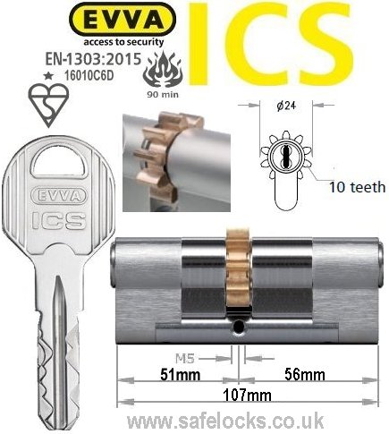 Evva ICS 51/56 10 tooth cog wheel Euro cylinder lock