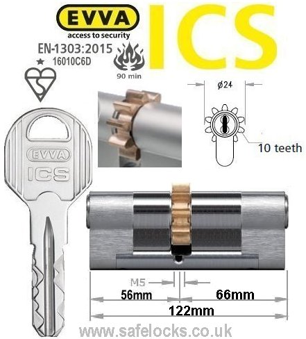 Evva ICS 56/66 10 tooth cog wheel Euro cylinder lock