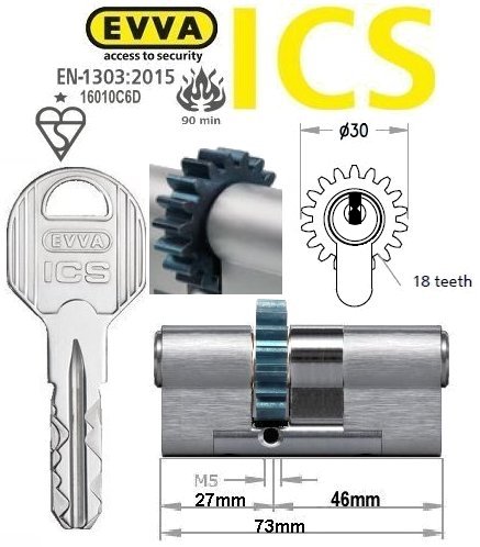 Evva ICS 27/46 18 tooth cog wheel Euro cylinder lock