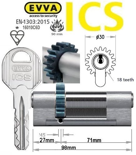Evva ICS 27/71 18 tooth cog wheel Euro cylinder lock