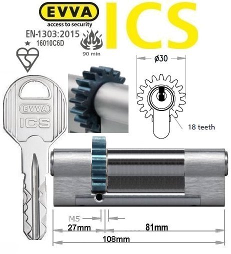 Evva ICS 27/81 18 tooth cog wheel Euro cylinder lock