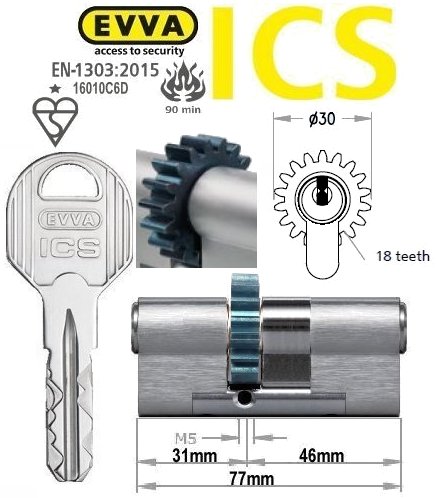 Evva ICS 31/46 18 tooth cog wheel Euro cylinder lock