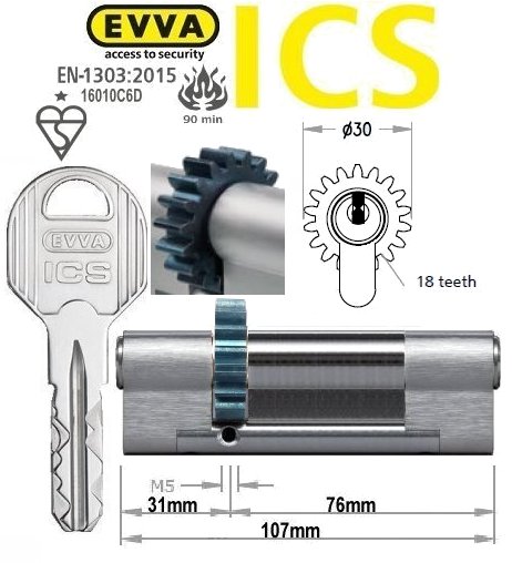 Evva ICS 31/76 18 tooth cog wheel Euro cylinder lock