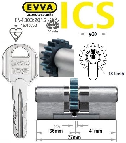 Evva ICS 36/41 18 tooth cog wheel Euro cylinder lock