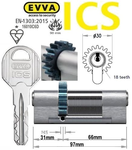 Evva ICS 36/66 18 tooth cog wheel Euro cylinder lock