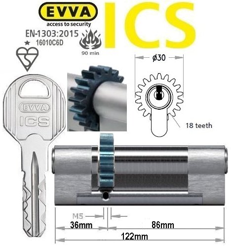 Evva ICS 36/86 18 tooth cog wheel Euro cylinder lock