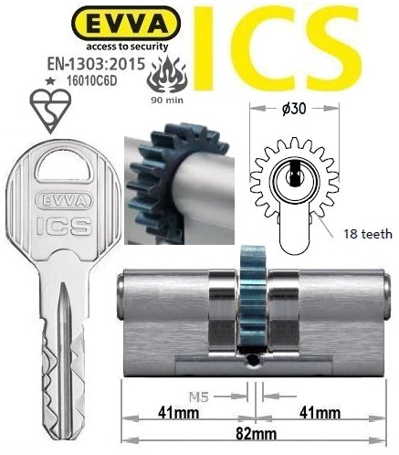 Evva ICS 41/41 18 tooth cog wheel Euro cylinder lock