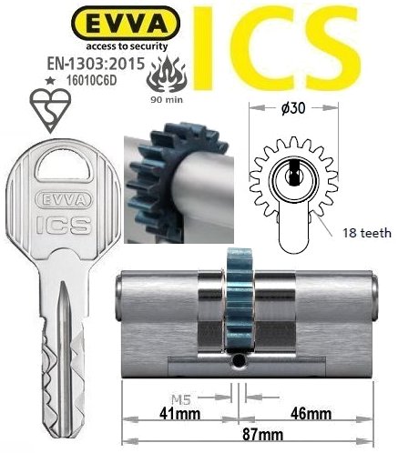 Evva ICS 41/46 18 tooth cog wheel Euro cylinder lock