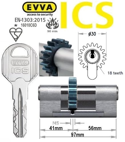 Evva ICS 41/56 18 tooth cog wheel Euro cylinder lock