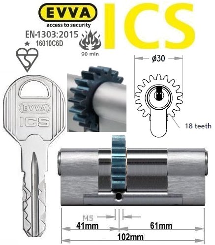 Evva ICS 41/61 18 tooth cog wheel Euro cylinder lock