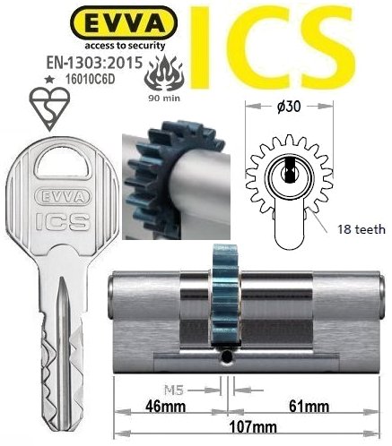 Evva ICS 46/61 18 tooth cog wheel Euro cylinder lock