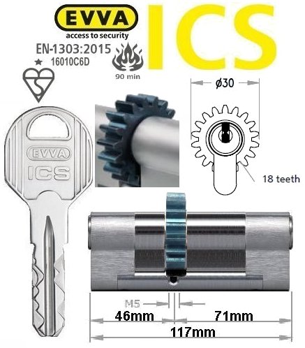 Evva ICS 46/71 18 tooth cog wheel Euro cylinder lock