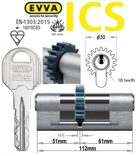 Evva ICS 51/61 18 tooth cog wheel Euro cylinder lock