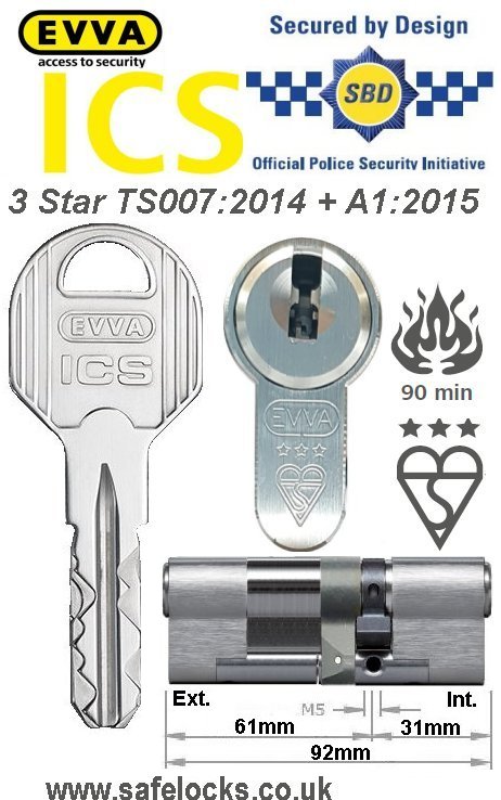 Evva ICS 61ext-31int 3-star TS007:2014 High security Anti-snap euro cylinder