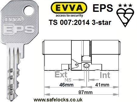 EVVA EPS 46ext-41int BS-EN1303 TS 007:2014 3-star Euro cylinder door lock
