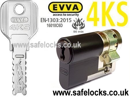 Evva 4KS 36mm Black Half Euro cylinder HZ27 BS-EN1303 2015