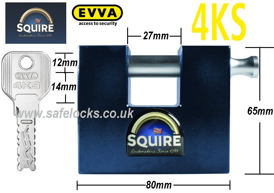 Squire WS75 Stronghold Container Padlock with Evva 4KS High Security Key