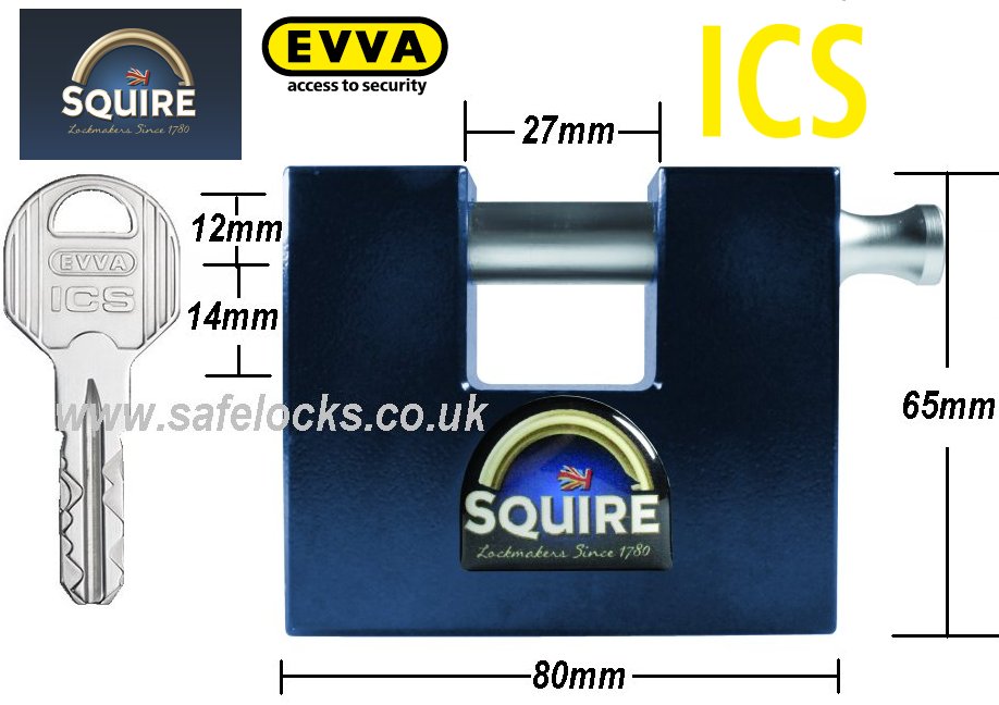 Squire WS75 Stronghold Container Padlock with Evva ICS High Security Key