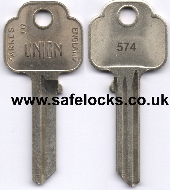 Union Parkes 574 section cylinder keys cut to code KB574 genuine key cutting 
