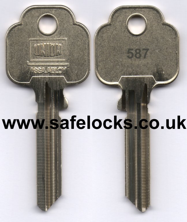 Union Parkes 587 section cylinder keys cut to code KB587 genuine key cutting